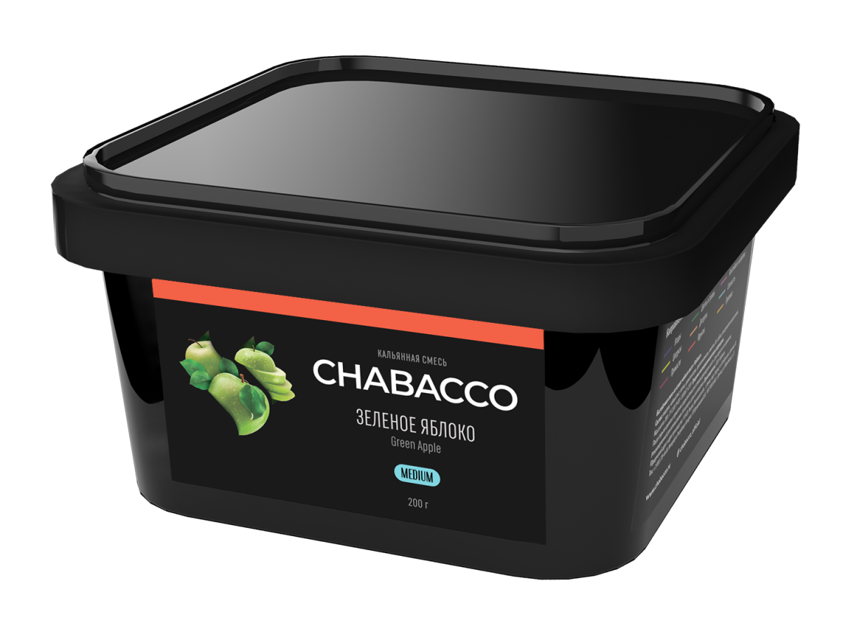 Бестабачная смесь - Chabacco - Medium - GREEN APPLE ( с ароматом зеленое яблоко ) - 200 г