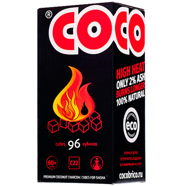 Уголь COCOBRICO 22 mm 96шт (кратно боксу 10кг)
